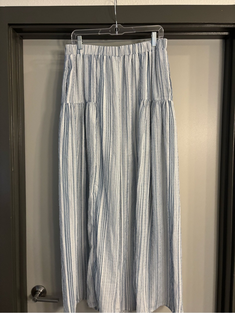 Annie Blue & White Striped Wide-Leg Pants